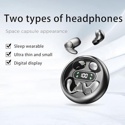 Earbuds,Mini Invisible Sleep Earbuds,Bluetooth 5.4 Ultra-Stylish Headphones for Sleep,Comfortable Blocking Noise,2-Pack Small mini Invisible Wireless Earbuds for Sleeping (Black) - color: Black