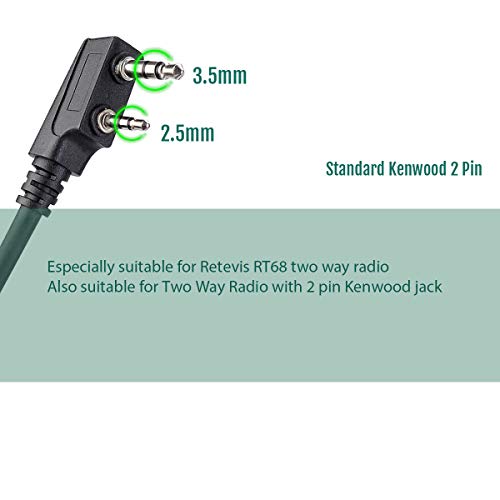 Retevis RT68 Walkie Talkie Earpiece with Mic, for RT22/RT21/H777/RT27/RT68H | Soft Earhook, 2 Pin , Compatible with Kenwood, Pxton, Baofeng BF-888S 2 Way Radio, Two Way Radio Headset(10 Pack) - style: Soft Earhook