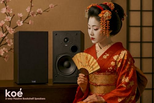 Audio Express Koe’ B102 – 100 Watt Home Theater, Passive Bookshelf Speakers (Pair) Hi-Res Audio, Excellent Response, HiFi, Satellites, Includes SPL/Freq Graph, Wall-Mountable, Black
