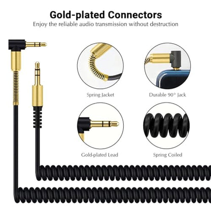 Aux Cord 1ft/30CM, Right Angle Gold Plated 3.5mm Audio Cable, Hi-Fi Sound Male to Male Aux Cable Home Car Stereo Audio Jack Cables Auxiliary Cord Compatible with Headphone MP3 iPhone iPad Tablet - size: 30CM COIL