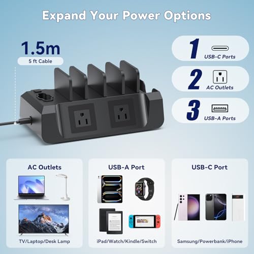 KDD Headphone Controller Stand with Wireless Charging & 6 in 1 Charging Dock with Headphone Stand and Watch Holder