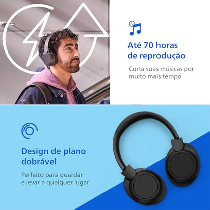 PHILIPS H6509 Wireless Headphones, Over-Ear Bluetooth 5.3 Headphones with Noise Canceling Pro, Dynamic Bass, 70H Battery Life, Fast Charging, Soft Ear Cups, Multipoint Connectivity, App Control