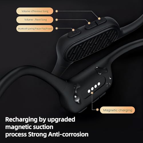 Swimming Headphones, IP68 Waterproof Bone Conduction Headphones,Open Earphones 32GB Memory with Bluetooth Sport Headsets for Swimming Pool Running Cycling-Black