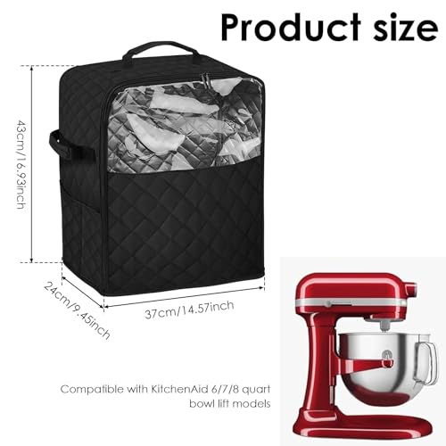 US Stand Mixer Storage Bag Nylon Blender Dust Cover with Removable Slider Cushion Waterproof Blender Storage Bag Lightweight Easy to Use Stand Mixer Dust Cover Suitable for Kitchens(L,black) - size: L