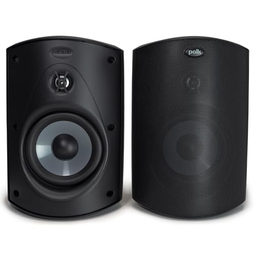 Polk Audio Atrium 6 All-Weather Outdoor Speakers, 100W Wired (Pair, Black) - color: Black, size: 2 Speakers, style: Atrium 6