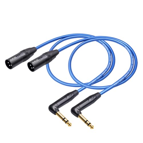 3.3FT Right Angle 1/4 TRS to XLR 3Pin Male Audio Cable,6N OFC+Silver Plated HI-END Audio Cable,Right Angle 6.35mm TS to XLR Male for Micphone Mixer Active speakers-2Pack - size: 3Feet（2Pack）, style: 90° TRS To XLR M