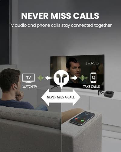 Avantree Aura Focus – Auracast Wireless TV Earbuds with Transmitter | Work with Auracast Hearing Aids, Dual Mode for TV & Phone Calls, Charging Dock, Volume Boost for Seniors & Hard of Hearing