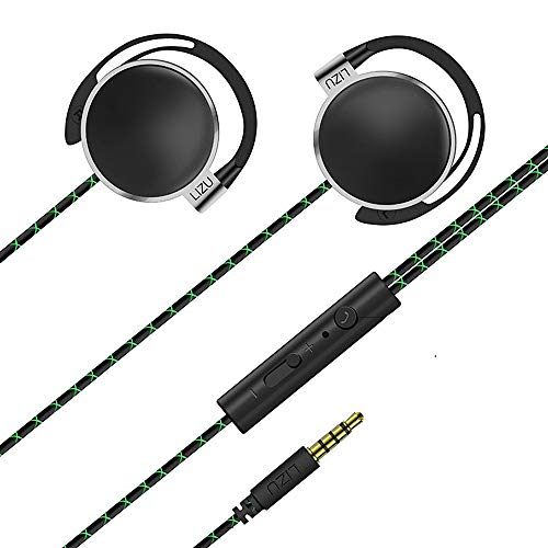 Clip Type Earphones，Portable Stereophone Headphones,with Microphone and Call Controller Stereo Earphones,Suitable for Compatible with 3.5mm iPhone, Android Mobile Phone Pink