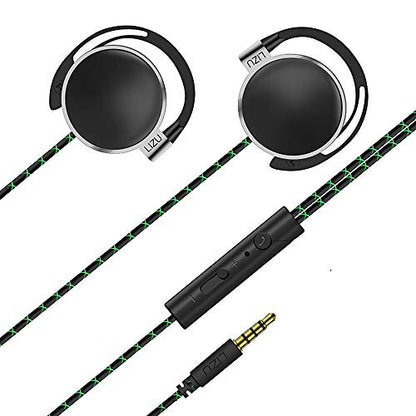 Clip Type Earphones，Portable Stereophone Headphones,with Microphone and Call Controller Stereo Earphones,Suitable for Compatible with 3.5mm iPhone, Android Mobile Phone Pink