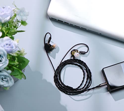 Linsoul Tripowin Zombur 4N OFC in Ear Monitor Cable, 3.5mm Plug, 1.25m | High Purity Oxygen Free Cable HiFi Wired IEM Cable, Cotton Yarn Outer Layer, for Musician Audiophile, w/ Mic, 2pin 0.78mm - size: 2-Pin, style: With Mic
