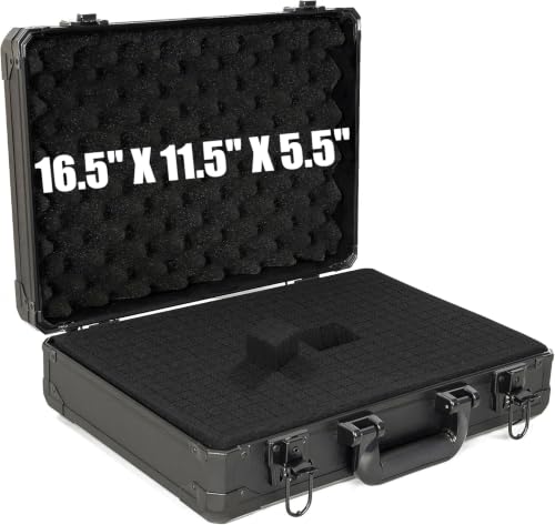 17 Inch Hard Carrying Storage Case | Ideal for Microphone & Camera Gear Transportation, DJ Mixer Case with Customizable Pre-Diced Foam, 17 X 12 X 6 Inch, Black - size: Inner：16.5''X 11.5''X 5.5''