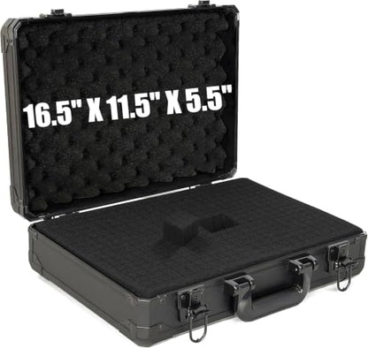 17 Inch Hard Carrying Storage Case | Ideal for Microphone & Camera Gear Transportation, DJ Mixer Case with Customizable Pre-Diced Foam, 17 X 12 X 6 Inch, Black - size: Inner：16.5''X 11.5''X 5.5''