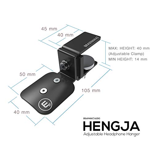 BRAINWAVZ Hengja - The Desk Headphone Stand Hanger Mount, All Metal, Rotatable Mount, PC & Gaming Headset Holder