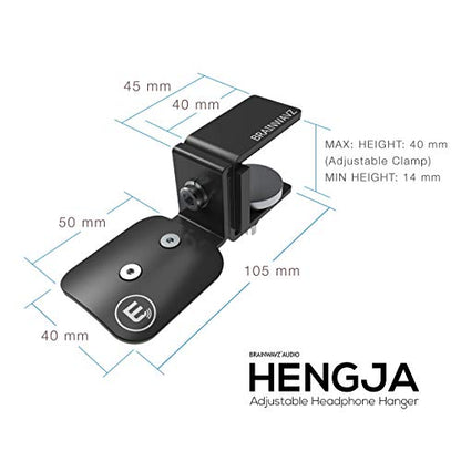 BRAINWAVZ Hengja - The Desk Headphone Stand Hanger Mount, All Metal, Rotatable Mount, PC & Gaming Headset Holder