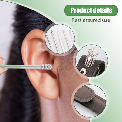Runsgo Ear Cleaner,The Most Professional Ear Cleaning Master in 2024,Ear Cleaning Kit,Ear Cleaner Earwax Removal Tools with Pu Leather Case (Black) - color: Black