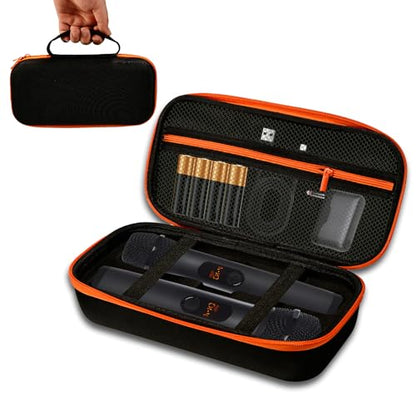 Wireless Microphone Case for JBL Wireless Microphone System,Waterproof Handheld Dual Mic Case,Portable Mic bag for Singing or Karaoke Receiver, Adapter, AA Batteries-Orange(Box Only)
