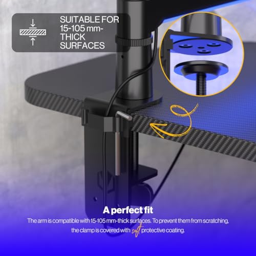 ENDORFY Broadcast Low Profile RGB Boom Arm, Premium Low Profile Microphone Smartfone and Light Arm with Cable, Rotatable, LED Lights with Controller