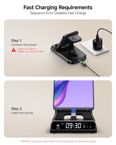 25W USB C Fast 3-in-1 Foldable Charging Dock for Samsung Phone Watch & Buds | 25W Fast Charging, for Galaxy S26/S25/Z Flip 8/Fold 8/A57/A36, for Galaxy Watch Ultra/8-5, USB C Buds, SwanScout 701S,