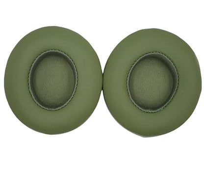 Headphone Replacement Ear Pad Cover Compatible with Beats by Dre Solo3 Solo2 Wired Wireless Headphones Protein Leather Memory Foam Headphone Cushion Ear Muffs-Military Green - color: military green
