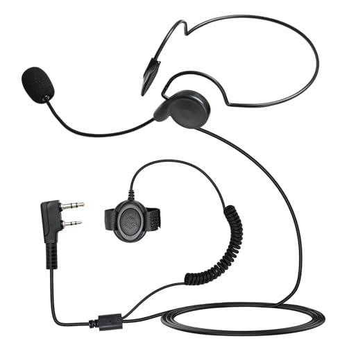 Walkie Talkie Behind-the-Head Headset Over Ear Earpiece Boom Mic Microphone 2 Pin Radio Ear Piece K1 Type Ptt Earphone Headphone for Baofeng Retevis Kenwood rt22 uv-5r h777 888s uv5r rt21 tk-3230