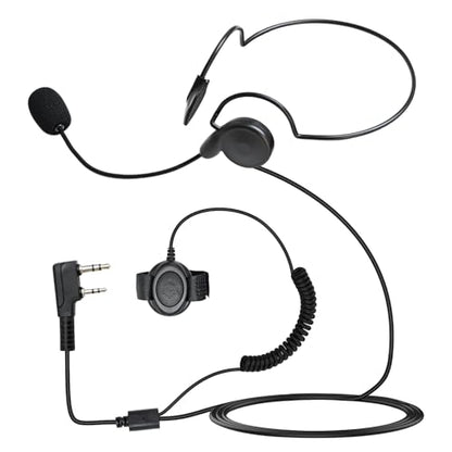 Walkie Talkie Behind-the-Head Headset Over Ear Earpiece Boom Mic Microphone 2 Pin Radio Ear Piece K1 Type Ptt Earphone Headphone for Baofeng Retevis Kenwood rt22 uv-5r h777 888s uv5r rt21 tk-3230