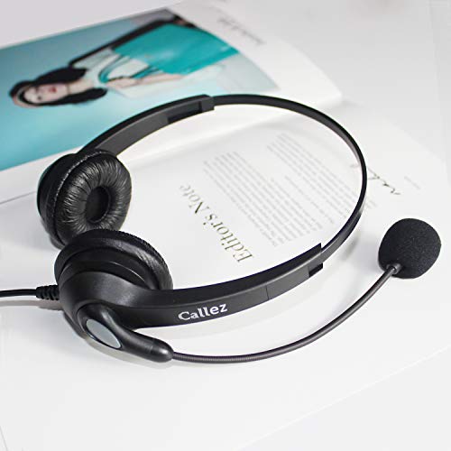 Callez USB Headset with Microphone Noise Cancelling & Audio Controls for PC | Stereo Computer Headphones for Laptop Business Skype Zoom UC Lync Softphone Call Center Office, Clearer Voice, Ultra Comfort