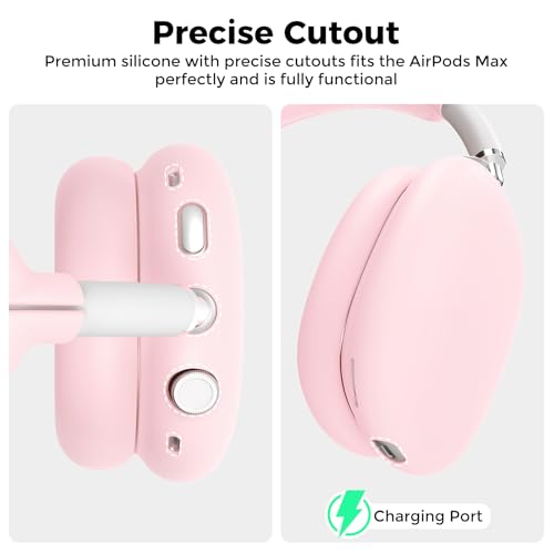 AHASTYLE Silicone Case Cover for AirPods Max Headphones (USB-C/Lightning) - color: Pink