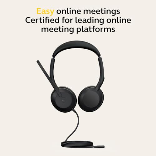Jabra Evolve2 50 Wired Stereo Headset - with AirComfort Technology, Noise-Cancelling Mics & Active Noise Cancellation - MS Teams Certified, Works with All Other Platforms - Black - color: Black, style: Teams Certified