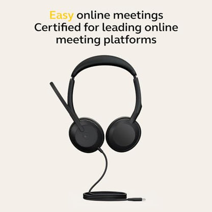 Jabra Evolve2 50 Wired Stereo Headset - with AirComfort Technology, Noise-Cancelling Mics & Active Noise Cancellation - MS Teams Certified, Works with All Other Platforms - Black - color: Black, style: Teams Certified