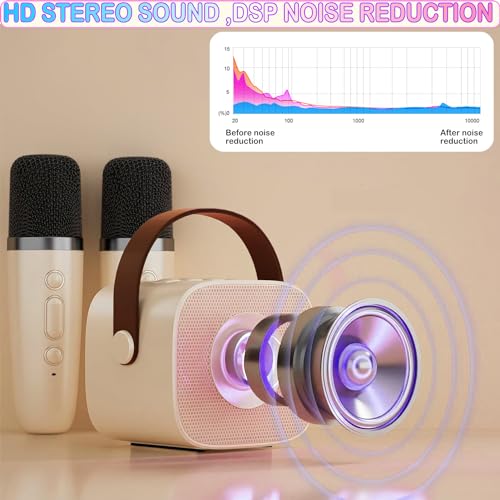 Mini Karaoke Machine for Kids & Adult, 4-12 Years Old Girls Christmas Birthday Gift, Karaoke Toys Gifts for Girls Ages 4, 5, 6, 7, 8, 9, 10, 12 +Year Old Birthday Party Beige - color: Beige