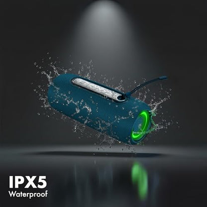 Fisher Portable Bluetooth Speakers IPX5 Waterproof Speaker, 14W Peak Power | Stereo Bluetooth Speaker, RGB Lights, TWS, BT 5.3, Built-in Mic, Hands Free Calling Speakers Bluetooth Wireless, Use Anywhere - color: Navy Blue