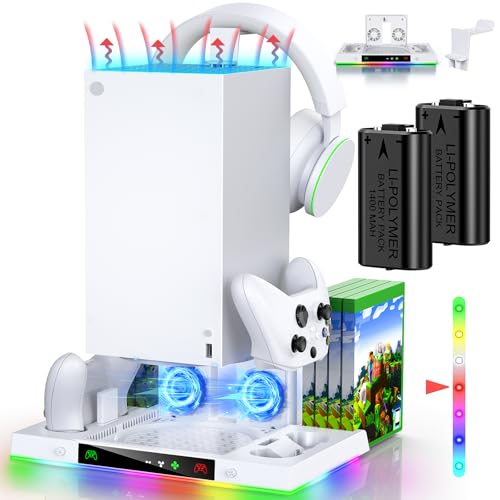 LED Cooling Stand & Charging Station for Xbox Series X, Snow White - color: Snow White