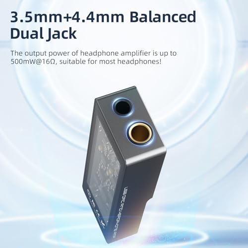 S.M.S.L D10 Headphone Amplifier USB Potrable Dac with 3.5mm & 4.4mm Balacnced Dual Mini Audio Amp Outputs Support 500mw 16ΩDSD256 PCM 32bit/384khz Hi-Res Earphone Amp for Smartphones/PC/Laptops (Grey) - color: Grey