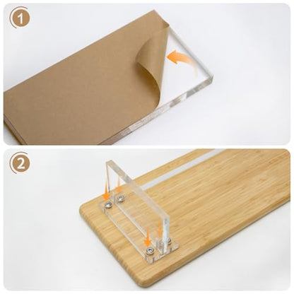Bamboo Monitor Stand, Desk Shelf with Acrylic Legs and RGB Lights | 31.5-Inch Wide, 3.3-Inch Clearance, Fits Monitor, Laptop, Printer and Speakers for Small Desks - color: Natural x RGB Light