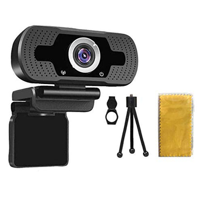 USB Webcam/Microphone,1080P Full HD Web Cameras for Computers Desktop & Laptop PC, Privacy Cover, Tripod, Lense Cloth, Plug and Play, Auto Focus for Video Calling, Conferencing, Recording, Gaming