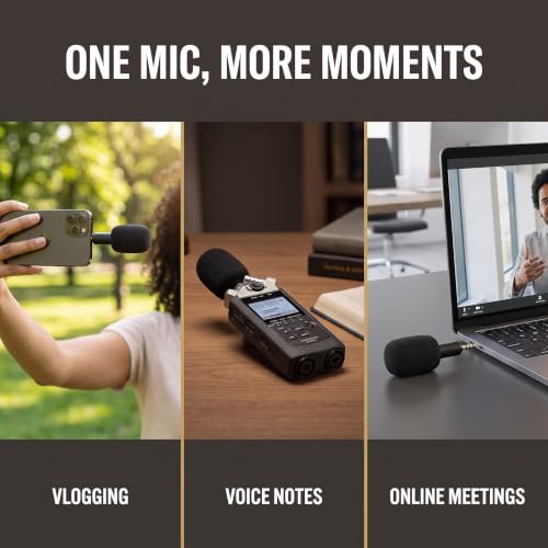 Black 4 Pole Mini Portable Microphone Jack 3.5mm Aux 4 Pole/ 3 Pole Karaoke Mic for Recorder Mobile Smart Phone Computer Laptop Multipurpose, Condenser Microphones