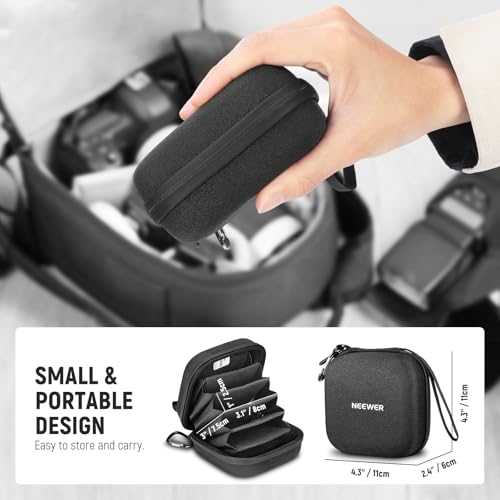 Neewer PB12 11 x 11 cm Filter Storage Bag with Expandable Dividers, Wrist Strap and Carabiner for 4 Circular Filters 86 mm - style: Pb12
