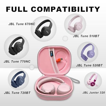 Hard Case for JBL Headphones, Pink | Compatible with JBL Junior 320/ 320BT/Junior 470NC/JR 460NC/ Tune 520BT 510BT 720BT 770NC 670NC/ Live 670NC 770NC Headphone - color: Pink