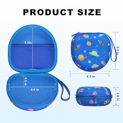 Kids Headphone Case for iClever/Acer/JBL, Space Blue(Case Only) | for iClever BTH12 HS19 BTH22 BTH20 BTH18 BTH26/JBL Junior 320/MIDOLA/JoySpark/eKids/ ADOOPE/JLab Girls Boy Kids Headphone - color: Space Print-Blue