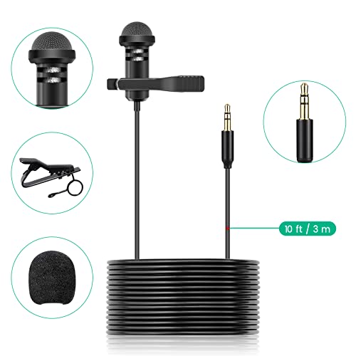 Lavalier Mic for GoPro HERO13 12 11 Black & Mission 1 Pro Action Cams, 10ft - size: 10 Feet