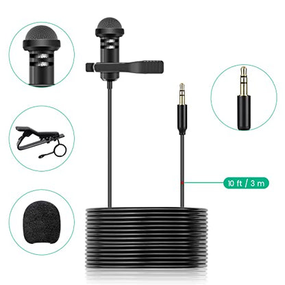 Lavalier Mic for GoPro HERO13 12 11 Black & Mission 1 Pro Action Cams, 10ft - size: 10 Feet