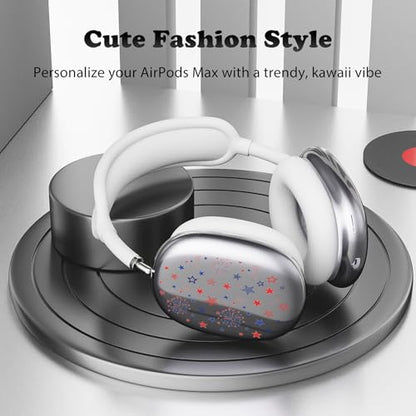 for AirPods Max 2/1 Headphones 4th of July Patriotic Ear Covers | America Stars Clear Ear Cups Cover | White Silicone Ear Pad Case Headband Cover for Apple AirPods Max 2/1 (2026/2024/2020) - color: America Stars D
