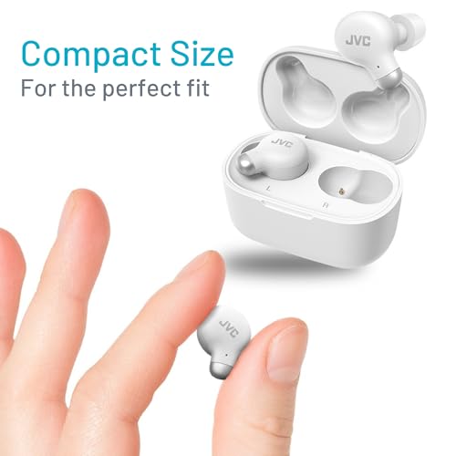 JVC Active Noise Cancelling True Wireless Earbuds - Bluetooth 5.3 with ANC - Comfortable Fit with S/M/L Silicon & Memory Foam Earpieces - IPX4 Water Resistant - 28 Hrs Playback - Compact Charging Case - color: White