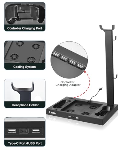 Lictin Cooling Fan Charging Station for Xbox Series X Console & Controller