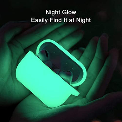 Lerobo for AirPod Pro Case, Silicone Cover with Keychain, Nightglow Green | Glow-in-the-Dark, Scratch & Dust Resistant, Wireless Charging, Compatible with Apple AirPods Pro 2/1 Case Cover for Women Men - color: Nightglow Green