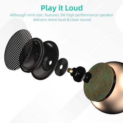 2Pack Portable Mini Speakers, Bluetooth Tiny Speakers,Wireless Micro Speaker for Phone/PC/Tablet, Rechargeable Battery, Built-in Microphone, Cute Mini Speaker with Strap to Carry, Gold - color: Gold