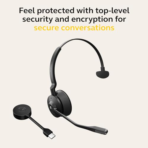 Jabra Engage 55 SE (Second Edition) Single-Ear Wireless Headset w/Charging Stand and Link 400 USB-C DECT Adapter – MS Teams Certified, Works with All Other Platforms, Black - size: USB-C Adapter, style: Teams Certified