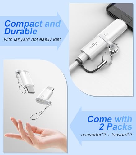 Lightning to USB C Audio Adapter for Heaphones Support Line Control, 2 Packs USBC Male to Lightning Female Earbuds Adapter, Not for Charging/Data Transfer, USB-C for Apple iPhone 17 16 15/iPad