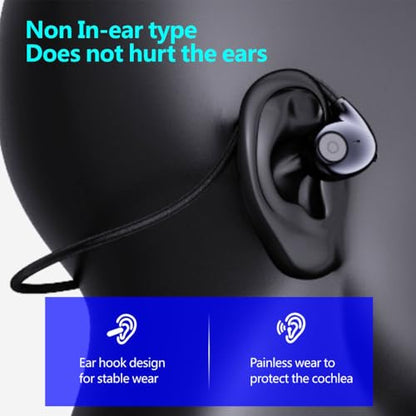 IHAO Air Conduction Wireless Bluetooth Headphones-Open-Ear Design Lightweight & Pain-Free Sweatproof Sport Headphones with Mic Earphone Ideal for Running Cycling and Sports-F805 Black - color: F805 Black