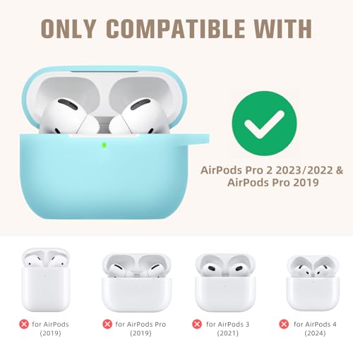 Hamile Compatible with AirPods Pro Case Protective Silicone Airpod Case Shockproof Cover Skin for Apple Airpod Pro 1st/2nd Case 2019 2022 Case, with Keychain, Night Glow Blue - color: 3-Nightglow Blue